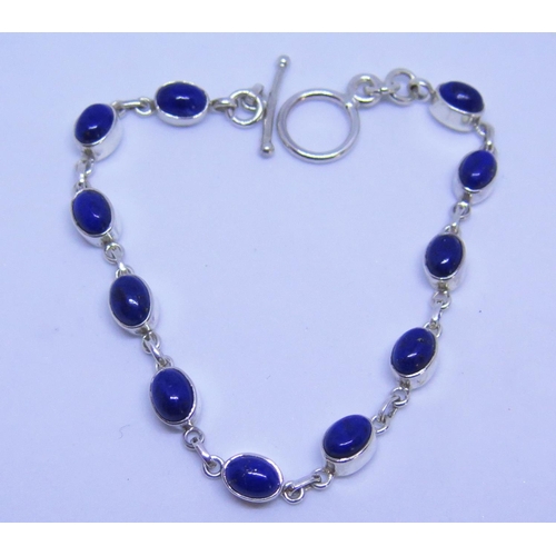 68 - A Silver and Lapis Lazuli Bracelet