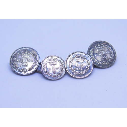 73 - A Pair of Silver Maundy Money Cufflinks