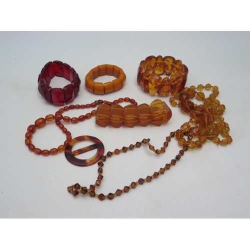 84 - A Selection of Faux Amber Jewellery