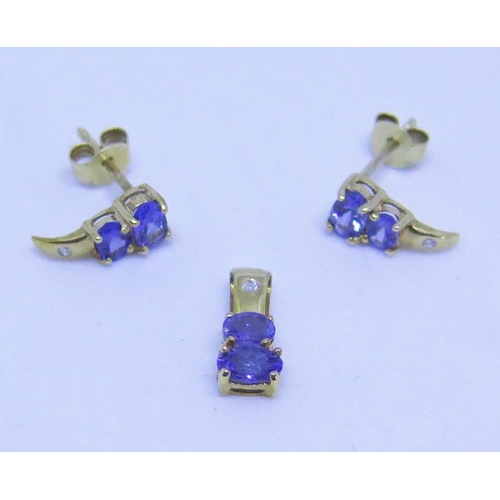 87 - A Pair of Tanzanite Earrings and matching pendant