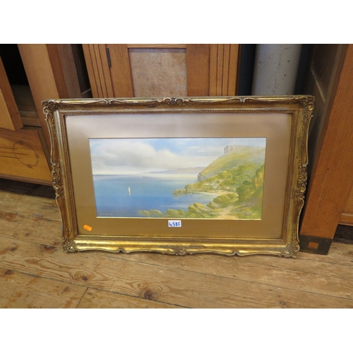 458c - A Decorative Gilt Framed Water Colour Of Babbacombe Bay.