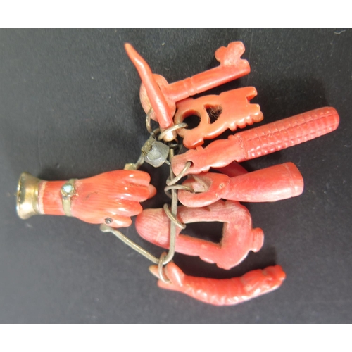 663 - A 19th Century Hand Coral Hand Charm