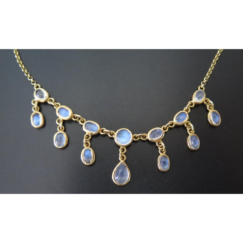 665 - An 18ct Gold and Moonstone Necklace, 41cm, 16.3g