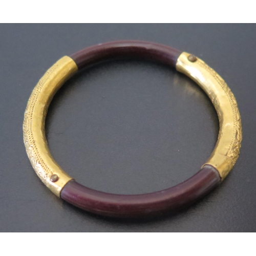 669 - A Chinese High Carat Gold Mounted Bangle, stamped marks, 48mm diam., 5.2g