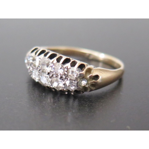 678 - An Old Cut Diamond Double Row Ring in a high carat gold mount, size P.5, 3.7g and in contemporary le... 