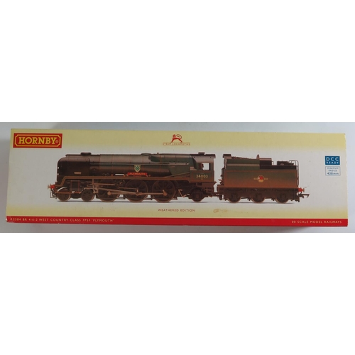 68 - A OO-Gauge Hornby R2584 B.R. 4-6-2 Rebuilt West Country Class '34003 Plymouth' weathered edition, bo... 