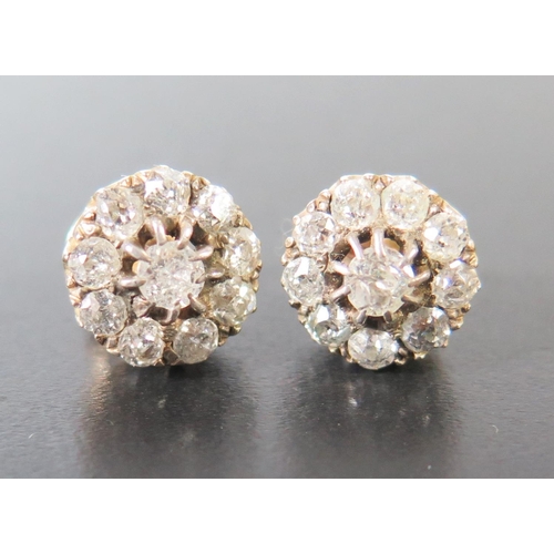 684 - A Pair of Victorian Diamond Cluster Earrings, 10mm diam., 2.8g