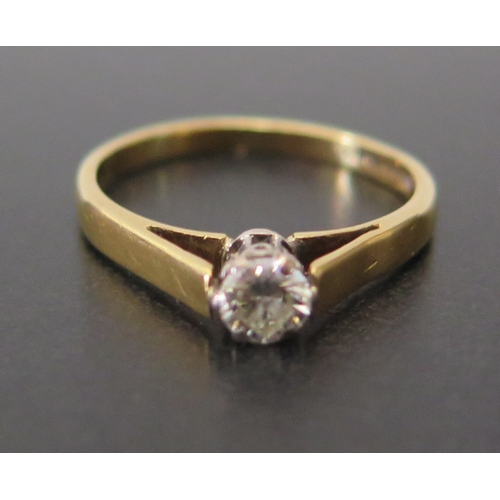 691 - An 18ct Yellow Gold .25ct Diamond Solitaire Ring, size N.5, 2.8g