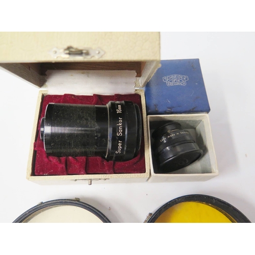 44a - Super Sankor 16mm Projection Lens f1.5 25mm 1.1inch no 4401 in case, Schneider-Kreuznach Campnon 1.4... 