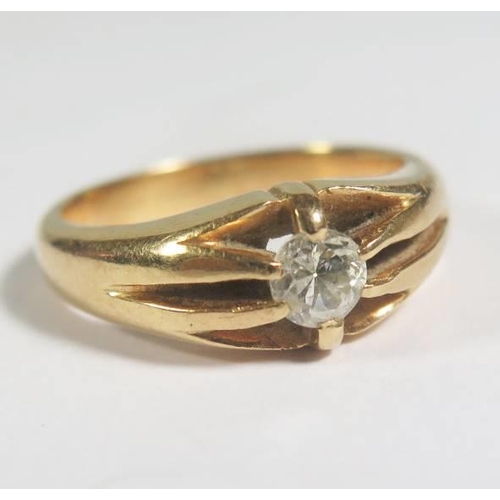 61a - An 18ct Gold and Diamond Solitaire Ring, size K.5, 6.7g, (EDW .25ct)