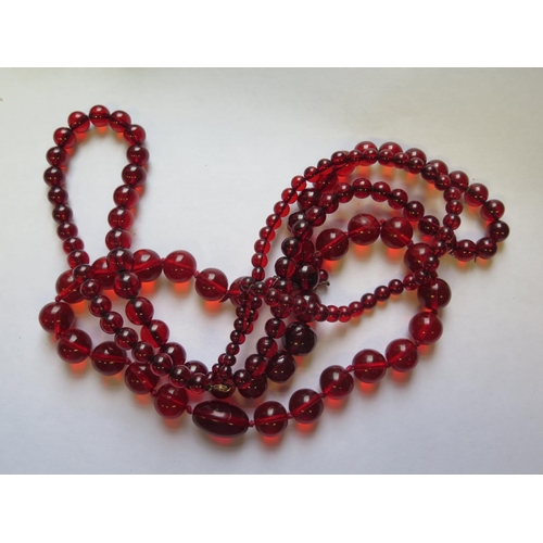 42C - Faux 'Amber' Faceted Bead Necklace 61.9g and glass bead necklace

***PHONE BID***