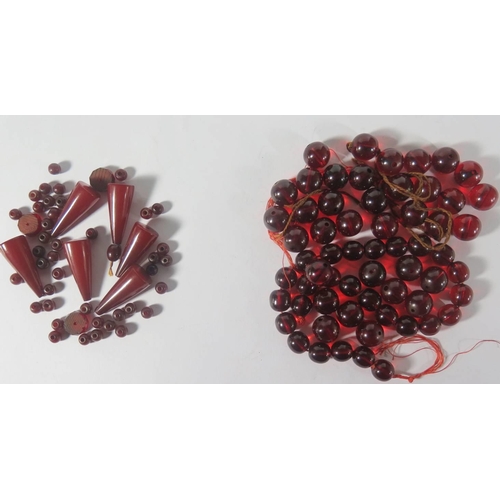 42E - Two Faux Amber Necklaces (loose beads) 108.6g and 33.1g

***PHONE BID***