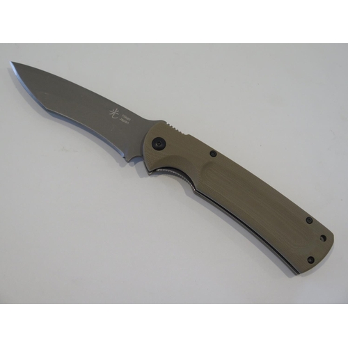 109 - An Hikari Higo Folding Knife, D2 Blade G10 Handle, Green