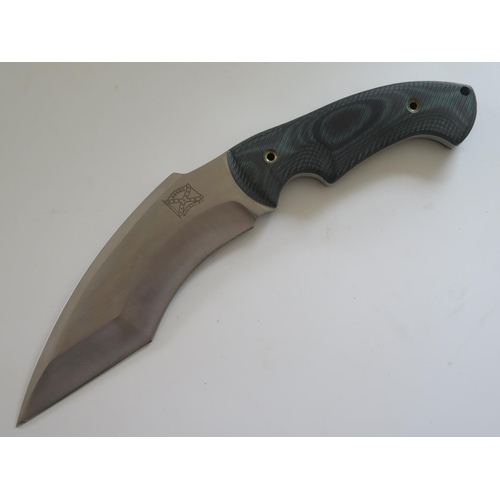 186 - A Walther Brend Karambit Fixed Blade Knife F0424 with leather sheath, 7.25