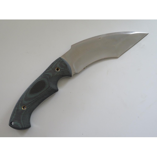 186 - A Walther Brend Karambit Fixed Blade Knife F0424 with leather sheath, 7.25