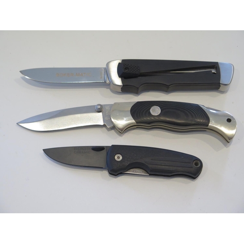 211 - Three Böker Knives: BOKER_MATIC 01BO700, Cermic 88 and one unidentified