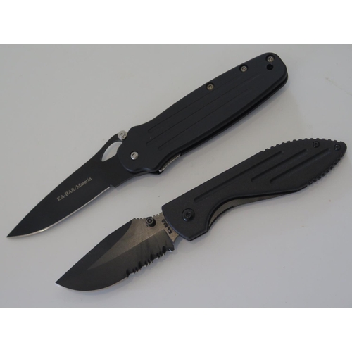 216 - Two KA-BAR Knives: Warthog 3071 Serrated Edge Folder Pocket Knife and KM231T