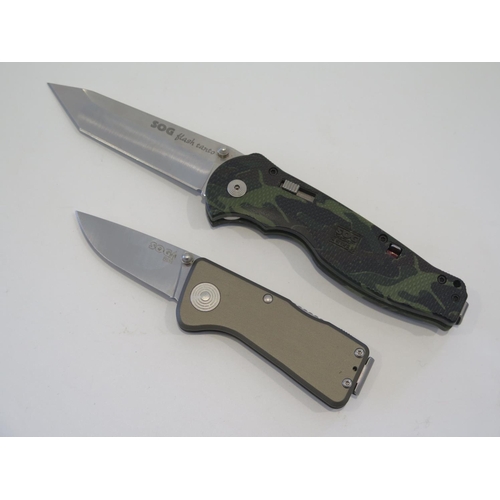 217 - Two SOF Folding Pocket Knives: F2 Tanto Camo and Blink BBA-99