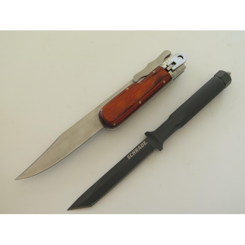 274 - A Schrade SCHF22 One-Piece Drop Forged Boot Knife Tanto Fixed Blade and Herbertz knife