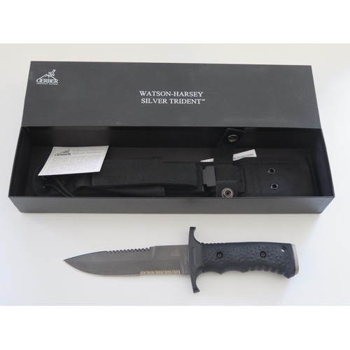 331 - A Gerber Watson Harsey Silver Trident Fixed Blade Knife