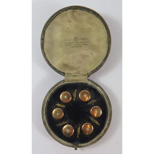 631 - An Alexander Clark & Co. Ltd. Court Jewellers Cased Set of 9ct Gold and Opal Set Studs, 5.2g