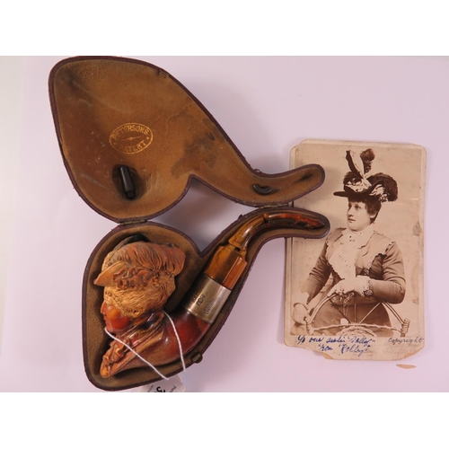 275B - A Large Peterson's Patent Meerschaum Pipe in the form of a lady's bust: Comical Chris' wife, and wit... 