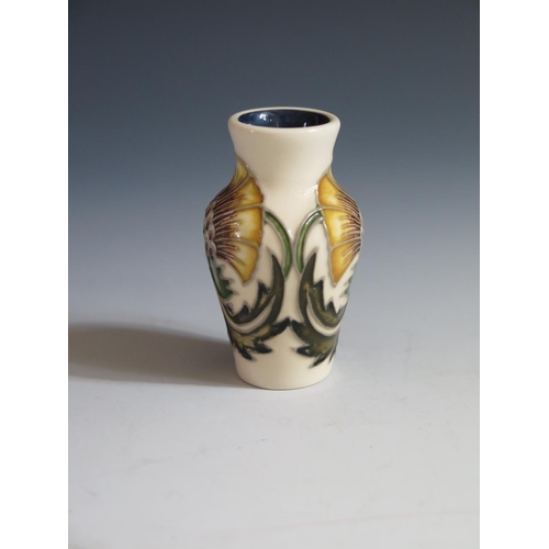 102 - A Modern Moorcroft Daisy's Colourpot Pattern Miniature Vase, dated 2013, 5.5cm, boxed