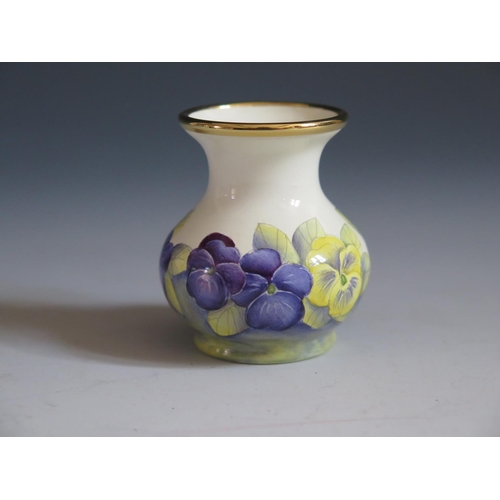 113 - A Modern Moorcroft Enamel Blue Floral Vase, 5cm, dated 98 and initialled D.J.H, boxed