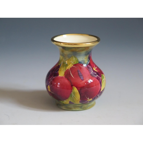 115 - A Modern Moorcroft Enamel Pomegranate Vase, 5cm, dated 98 and initialled JH, boxed