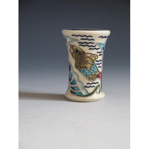 119 - A Modern Moorcroft Flycatchers Pattern Miniature Vase, 5.5cm, dated 2013, boxed