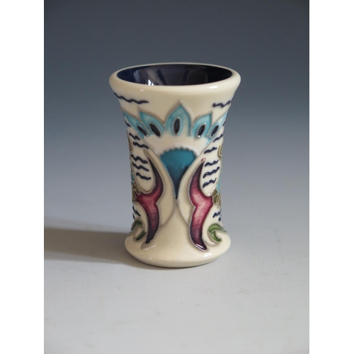 119 - A Modern Moorcroft Flycatchers Pattern Miniature Vase, 5.5cm, dated 2013, boxed