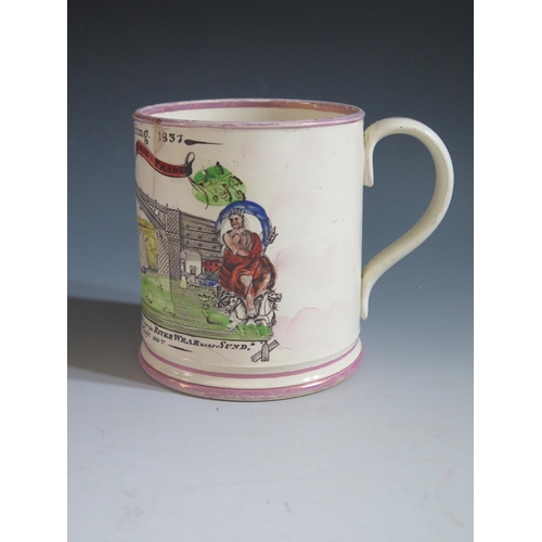 23 - A Sunderland Lustre Frog Mug _ Ann Kipling Sunderland Coal Trade _ with polychrome decoration of The... 