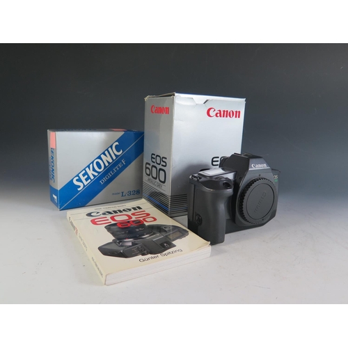 301 - A Canon EOS 600 35mm SLR Camera Body (boxed with manual), Sekonic Digilite F model L-328 (boxed) and... 