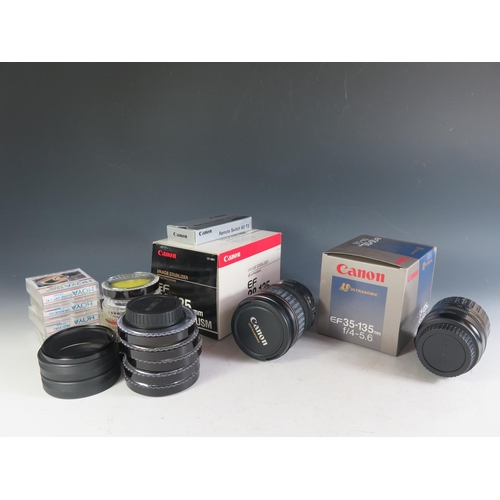 302 - A Canon EF35-135mm f/4-5.6 Ultrasonic Lense (boxed with filter), EF28-135mm f/3.5-5.6 IS USM lense a... 