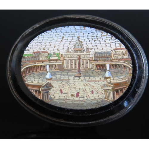 592 - An Italian Miromosaic Brooch decorated with St. Peter's basilica and in a sterling silver mount, 48x... 