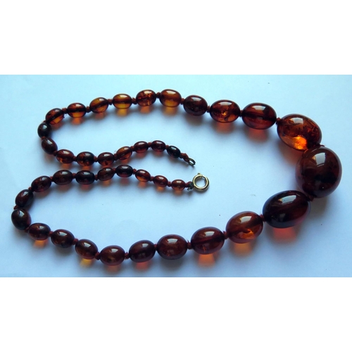 626 - A Natural Amber Graduated Burnt Sienna Bead Necklace with inclusions, 55cm, 39.1g