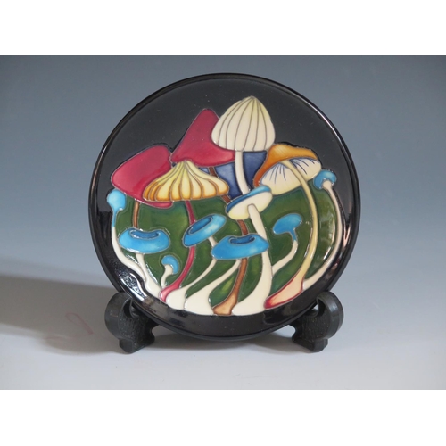 74 - A Modern Moorcroft Mushroom Pattern Pin Dish, 12cm diam., boxed