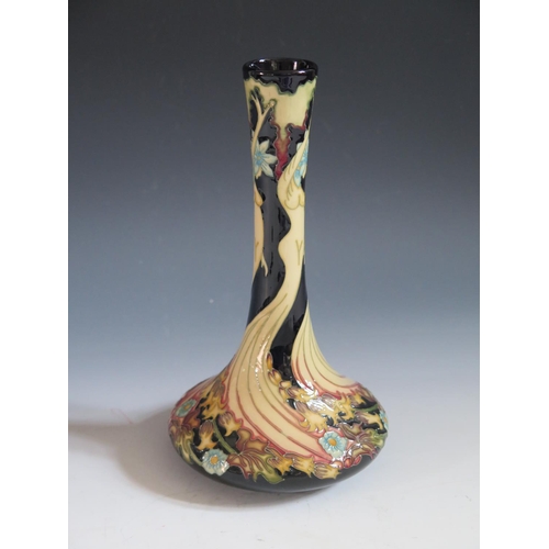 75 - A Modern Moorcroft Ltd. Ed. Wood Nymph Pattern Pinch Necked Vase, base marked 2008 35/150, 24cm