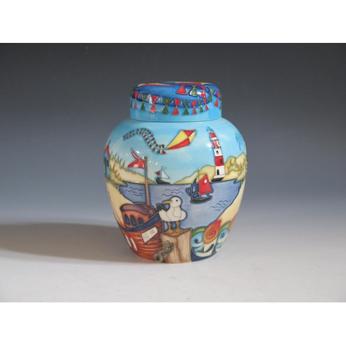 76 - A Modern Moorcroft Ltd. Ed. Seaside Pattern Ginger Jar, base marked 2008 57/250, 15.5cm