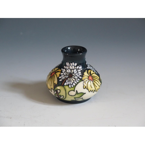 83 - A Modern Moorcroft Daisy May Pattern Small Squat Vase, base marked 2008, 6cm, boxed