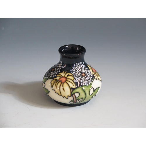 89 - A Modern Moorcroft Daisy May Pattern Squat Vase, base marked 2008, 6cm, boxed