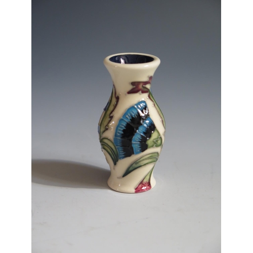 95 - A Modern Moorcroft Miniature Crescendo Pattern Vase dated 2013, 5.5cm, boxed