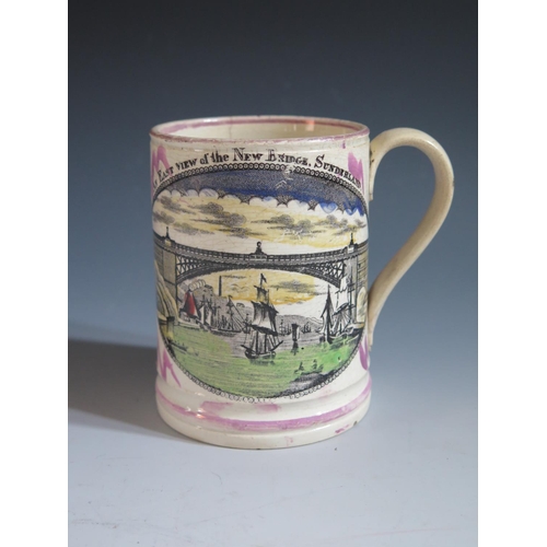 24 - A Sunderland Lustre Crimean War Frog Mug _ May We Ever Be United _ with polychrome decoration and vi... 