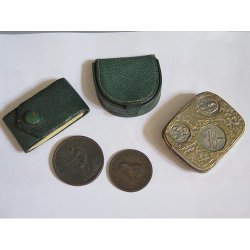 268 - A New York City Transit Authority Ten Token Holder, small leather purse, coin holder and two George ... 