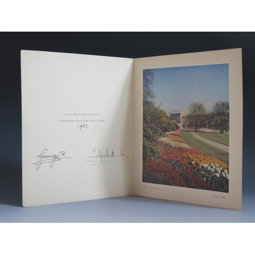 282 - An Official 1951 Royal Christmas Card signed George and Elizabeth and showing a photographic print o... 