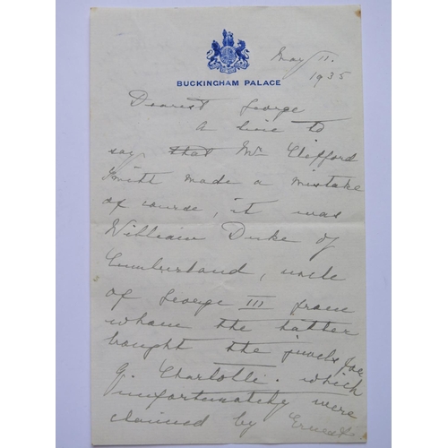 283 - A Buckingham Palace Headed Letter dated May 11th 1935 _ Addressed to 'Dearest George; and signed Mar... 