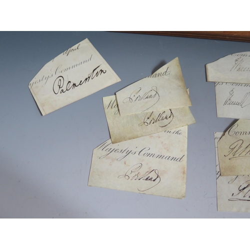 286 - A Collection of Autographs including Palmerston, Portland, Gray, Pelham, Russel and Hardy