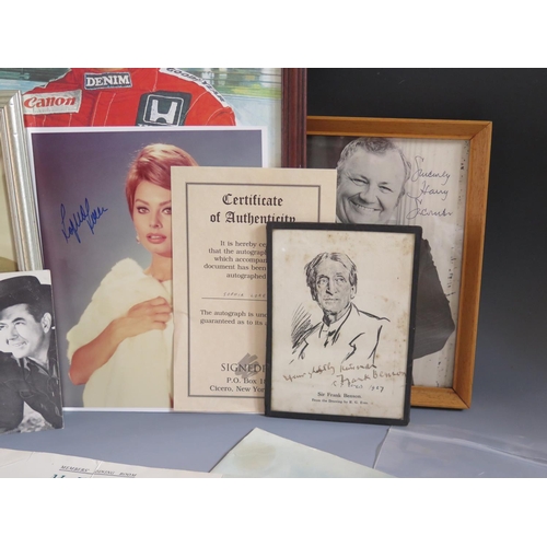 288 - A Collection of Autographed Photographs including Sophia Loren, Ray Reardon, George Brown, Harry Sea... 