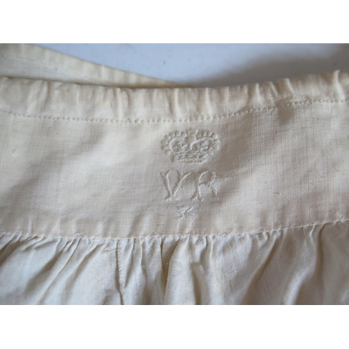 292 - A Pair of Queen Victoria's Bloomers with VR cypher below a crown and numbered 36, c. 50 inch waist