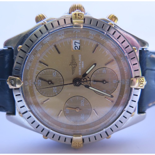 647E - A Breitling Gent's Chronograph Automatic Wristwatch with steel and gold case, movement no. 7750, box... 